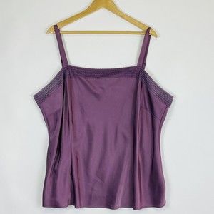 Caslon Lavender Purple Satin Camisole Pajamas Sleep Top Shirt Tank Womens 3X